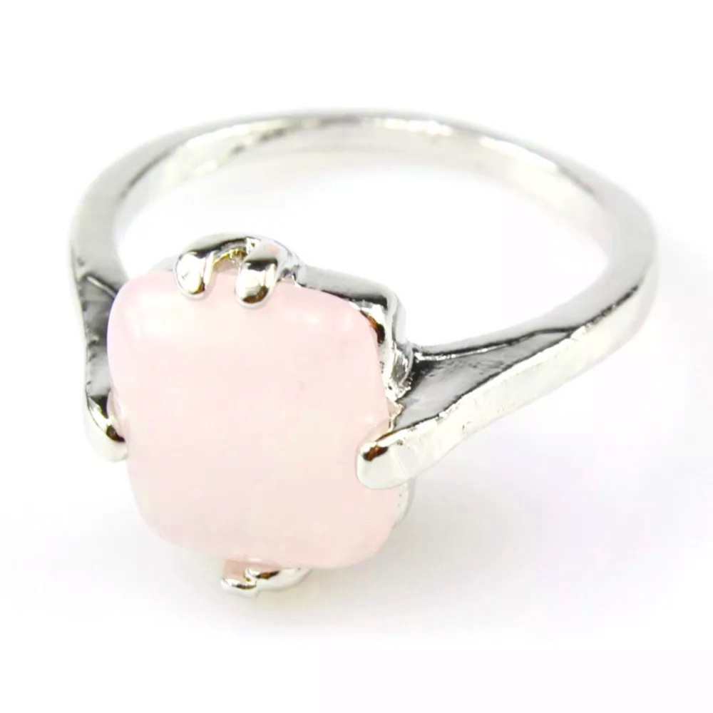 Rose quartz silver ring size 10